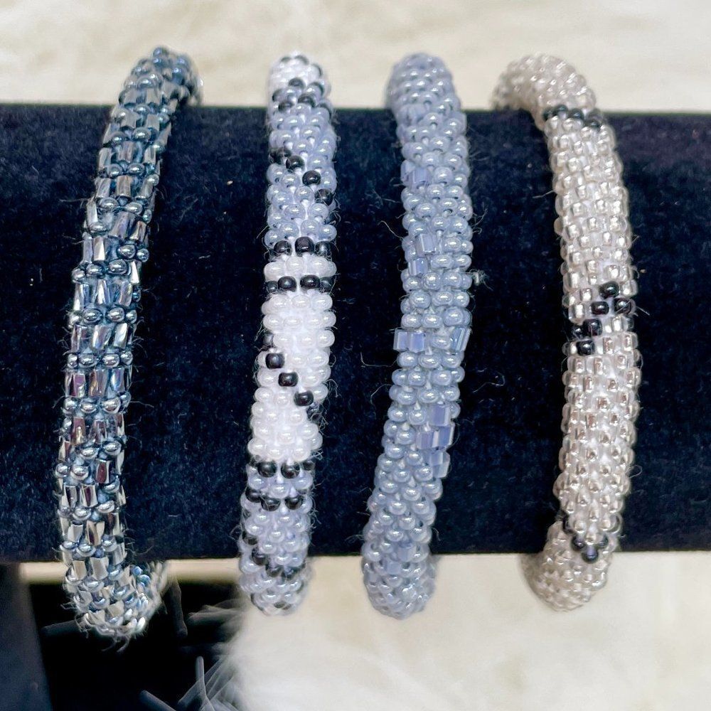 HAND CRAFTED in Nepal Beaded Bracelets (set of 4) BLGR4